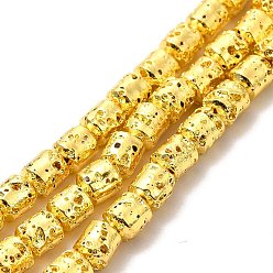 Golden Plated Electroplated Natural Lava Rock Beads Strands, Column, Golden Plated, 5x4mm, Hole: 1mm, about 80~83pcs/strand, 15.75~15.87 inch(40~40.3cm)