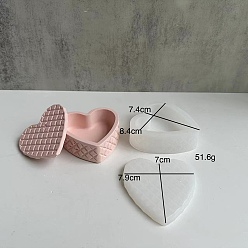 White Valentine's Day Food Grade Silicone Heart Storage Box Mold, Resin Casting Molds, for UV Resin, Epoxy Resin Craft Making, White, 84x74mm