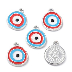 Темно-Голубой Ccb пластиковые эмалевые подвески, плоские круглые с сглаза, глубокое синее небо, 17.5~18x15x2.5 мм, отверстие : 1.5 мм