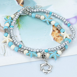 1 Turtle Anklet Shell Starfish Yoga Beach Couple Surfing Set