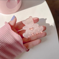 Transparent Bear - Light Pink Pince à cheveux douce et mignonne pour les filles, couvre-chef en épingle à cheveux griffe d'ours en gelée
