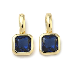 Темно-Синий Латунные микро проложить кубического циркония прелести, квадратных амулеты, без кадмия и без свинца, долговечный, стойки покрытие, реальный 18 k позолоченный, темно-синий, 15x7.5x3.5 мм, отверстие : 6x4 мм