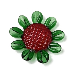Dark Red Handmade Lampwork Fridge Magnet, Sunflower, Dark Red, 35x7mm
