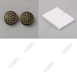 Antique Bronze 40Pcs Tibetan Style Zinc Alloy Slide Charms, Flat Round with Knot, Antique Bronze, 17.7x5.5mm, Hole: 13.5x2mm