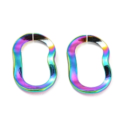 Rainbow Color 304 Stainless Steel Linking Rings, Quick Link Connector, Wavy Oval, Rainbow Color, 13x9x1.3mm, Inner Diameter: 10x5mm