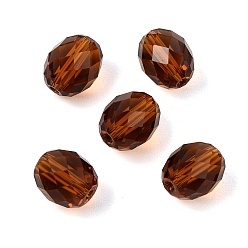 Tan K9 Glass Beads, Glass Imitation Austrian Crystal Beads, Oval, Faceted, Tan, 10x8mm, Hole: 1.2~1.4mm