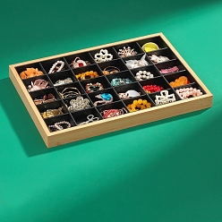 Черный 30 сетчатые подносы для ювелирных изделий из искусственной кожи и бамбука, органайзер для ювелирных изделий держатель для кольца, серьги, ожерелья, браслета, хранения, прямоугольные, чёрные, 33.5x24.5x3 см