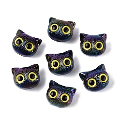 Черный Uv акриловые покрытия бусины, кот из бисера, чёрные, 16.5x19x16 мм, отверстие : 3.5 мм