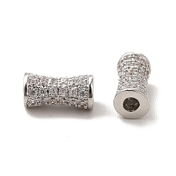 Platinum Rack Plating Brass Micro Pave Cubic Zirconia Beads, Long-Lasting Plated, Cadmium Free & Lead Free, Column, Platinum, 8.5x4.5x3.5mm, Hole: 1.2mm