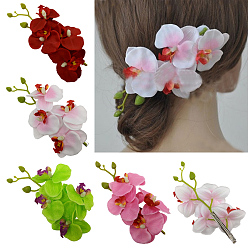 Mixed Color Cloth Flower Alligator Hair Clips, with Iron Alligator Clips, Mixed Color, 180x90mm