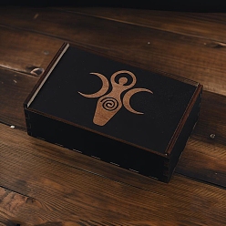 Human Прямоугольная деревянная коробка для хранения карт Таро для гадания, карта таро, человек, 150x90x50 мм