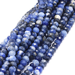Sodalite Natural Sodalite Beads Strands, Faceted, Rondelle, 5.5~6x4~4.5mm, Hole: 1mm, about 95pcs/strand, 15.59''(39.6cm)
