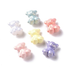 Mixed Color Opaque Acrylic Glitter Beads, Bear, Mixed Color, 18x15x10.5mm, Hole: 3mm, about 410pcs/500g