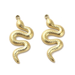 Real 14K Gold Plated 304 Stainless Steel Pendants, Snake Charms, Real 14K Gold Plated, 21.5x11x1mm, Hole: 1.2mm