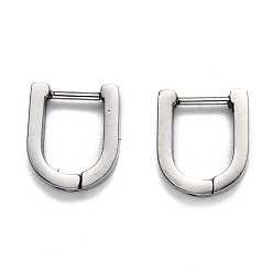 Stainless Steel Color 304 Stainless Steel Huggie Hoop Earrings, U Shape, Stainless Steel Color, 13x11x3mm, Pin: 1mm