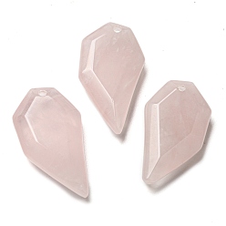 Rose Quartz Natural Rose Quartz Pendants, Faceted Half Heart Charms, 27x14x5.5mm, Hole: 1.5mm
