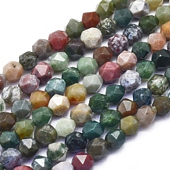 Indian Agate Natural Indian Agate Beads Strands, Faceted, Round, Round, 6~6.5x5.5mm, Hole: 1mm, about 63pcs/strand, 15.16 inch(38.5cm)