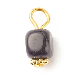 Blue Violet Natural Agate Pendants, with Golden Plated Iron Findings, Cube, Blue Violet, 14~16x7~8x6~7.5mm, Hole: 2~4mm