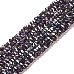 Indigo Transparent Glass Beads, 32 Facets, AB Color Plated, Round, Indigo, 3.5x3mm, Hole: 1mm, about 168~169pcs/strand, 19.09''(48.5cm)