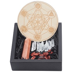 Красный Камень Набор для начинающих чакра, медитация драгоценные камни лечебные камни, с пластиной из натурального дерева, духовные дары для женщин, 9~46x8~17 мм