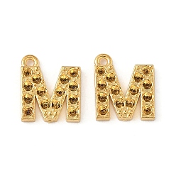 Letter M 304 Настройки горный хрусталь из нержавеющей стали кулон, золотые, Буква М, пригодный для стразов 1 мм, 8x7x1 мм, отверстие : 0.7 мм