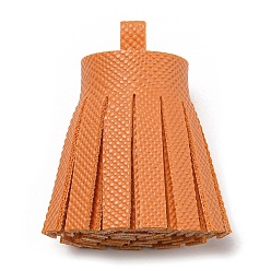 Dark Orange Imitation Leather Tassel Pendant Decorations, Dark Orange, 36x20~25mm, Hole: 6x5.4mm