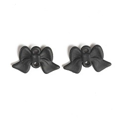 Black Spray Painted Alloy Connector Charms, Bowknot Links, Black, 10x15.5x2.5mm, Hole: 1mm