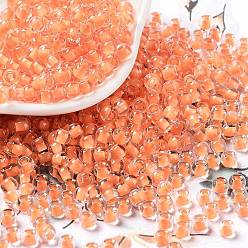 Light Salmon Glass Bead, Inside Colours, Round Hole, Round, Light Salmon, 4x3mm, Hole: 1.4mm, 7650pcs/pound