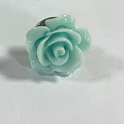 Бледно-бирюзовый Железные канцелярские кнопки, cmолой, цветок, бледные бирюзовая, 15 мм
