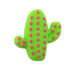 Lawn Green Food Grade Eco-Friendly Silicone Focal Beads, Chewing Beads For Teethers, DIY Nursing Necklaces Making, Cactus, Lawn Green, 25x23x8mm, Hole: 2mm