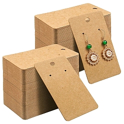 Wheat Kraft Paper Single Earring Display Cards with Hanging Hole, Rectangle, Wheat, 9x5cm