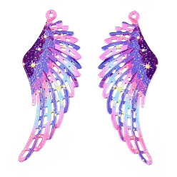 Средняя Орхидея Окрашены распылением 304 филигранные большие подвески из нержавеющей стали, очарование крыла, средне орхидеи, 51x19x0.5 мм, отверстие : 1.2 мм