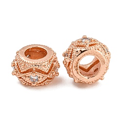 Розовое Золото Покрытие стойки латунь микропаве прозрачные кубические циркониевые бусины, без свинца и без кадмия, долговечный, розовое золото , 10x6.5 мм, отверстие : 1.8 мм