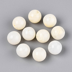 Бежевый Круглые акриловые бусины, имитирующие драгоценные камни, бежевые, 15~16 мм, отверстие : 1.8 мм