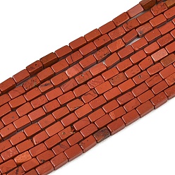 Piedra Roja Los granos rojos jaspe hebras naturales, cuboides, 4~5x2.5x2~2.5 mm, agujero: 0.7 mm, sobre 82 unidades / cadena, 14.96 pulgada (38 cm)