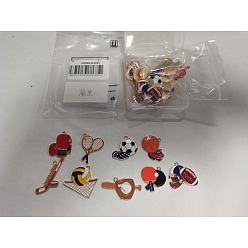 Mixed Shapes 36шт. 9 стили спортивные подвески из цинкового сплава с эмалью, золотые, разнообразные, 20~30x22~39x1.5~2 мм, отверстие : 1.8~2 мм, 4 шт / комплект