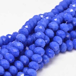 Royal Blue Glass Beads Strands, Faceted Rondelle , Royal Blue, 8x6mm, Hole: 1mm, about 70pcs/strand, 15.5 inch