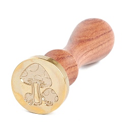Mushroom (Defective Closeout Sale: Rusty Stamp), DIY Scrapbook, Brass Wax Seal Stamp and Wood Handle Sets, Mushroom Pattern, 9cm, Stamps: 25x14.5mm, Handle: 81x22mm