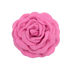 Hot Pink Satin Fabric Handmade 3D Camerlia Flower, DIY Ornament Accessories for Shoes Hats Clothes, Hot Pink, 80mm