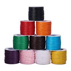 Mixed Color Waxed Cotton Thread Cords Kits, Mixed Color, 1mm, about 74m/roll, 10rolls/bag