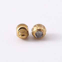 Golden & Stainless Steel Color 201 Stainless Steel Corrugated Beads, Round, Golden & Stainless Steel Color, 3x2.5mm, Hole: 1.2mm