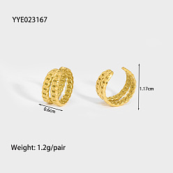 Настоящее золото 18K Двухслойные серьги-каффы из нержавеющей стали в форме буквы С, реальный 18 k позолоченный, 11.7x6 мм