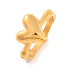 Золотой Ионное покрытие (IP) 304 кольца в форме сердца из нержавеющей стали для женщин, золотые, 11 мм, размер США 6 (16.5 мм)