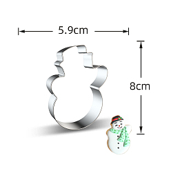 Stainless Steel Color DIY 430 Stainless Steel Christmas Snowman-shaped Cutter Candlestick Candle Molds, Fondant Biscuit Cookie Cutting Mould, Stainless Steel Color, 8x5.9x2.5cm