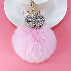 Cat Shape Сверкающий брелок-мишка с искусственным мехом для женских сумок и автомобилей
