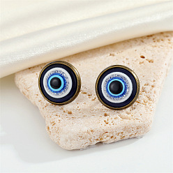 Bronze eyes Vintage Devil Eye Stud Earrings with Colorful Turkish Evil Eye Design