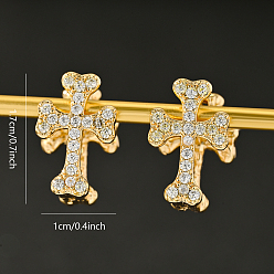 Золотой Серьги-кольца из латуни, с четким кубического циркония, золотые, 17x10 мм