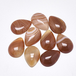 Sienna Natural Banded Agate/Striped Agate Cabochons, Dyed, Teardrop, Sienna, 25x18x6~7mm