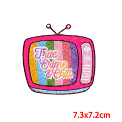 Colorful Television with Rainbow & Word Computerized Embroidery Cloth Iron on/Sew on Patches, Costume Accessories, Appliques, Colorful, 73x72mm