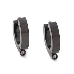Electrophoresis Black 304 Stainless Steel Huggie Hoop Earrings Findings, with Vertical Loop, Ring, Electrophoresis Black, 15.5x14x3mm, Hole: 1.6mm, Pin: 1mm